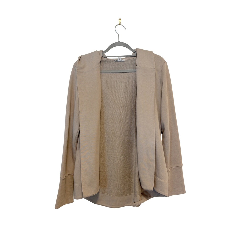 Standard James Perse Taupe Cotton Open‎ Front Hooded Sweatshirt Cardigan Size 3